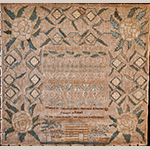 Fig. 33. Sampler by Catherine B. Allen, 1840–1843, Smith’s Grove, Warren Co., KY. Silk thread on linen; HOA: 24-3/4”, WOA: 24-1/4”. Private collection.
