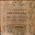 Fig. 35. Sampler by Mary Charlotte Ford, 1843, Smith’s Grove, Warren Co., KY. Silk thread on linen; dimensions not recorded. Private collection.