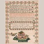 Fig. 37. Sampler by Mary Magdalene Lotspeich, ca. 1843, Hopkinsville, Christian Co., KY. Silk thread on linen; HOA: 29-1/2”, WOA: 23-1/2”. Speed Art Museum, Acc. 2014.4, gift of Mr. and Mrs. Marshall T. (Mary Clay) Bassett and Mr. and Mrs. Richard H. C. (Elizabeth Flanders) Clay in celebration of the lives of Mr. and Mrs. Frank H. (Sara Belle McPherson) Bassett Jr., Mr. and Mrs. James Clifford (Margaret Collier) Clay, and James Clay Bassett.