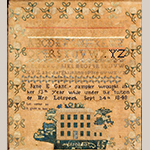 Fig. 39. Sampler by Jane Ellen Gant, 1848, Hopkinsville, Christian Co., KY. Silk thread on linen; HOA: 22”, WOA: 20-1/4”. MESDA, Acc. 5402.3.