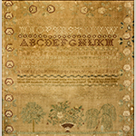 Fig. 42. Sampler by Susan Garth, 1840, Todd Co., KY. Silk thread on linen; HOA: 17-3/4”, WOA: 17-1/2”. Leslie B. Durst Collection.