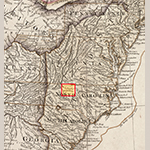 Fig. 1: Moravian communities in North Carolina highlighted on "The United States of North America, with the British territories and those of Spain: according to the treaty of 1784," engraved and published by William Faden, 1793, Charing Cross, London, England. Watercolor and ink on paper; HOA: 24-3/8”, WOA: 20-1/2”. Library of Congress Geography and Map Division, G3300 1793 .F3, Washington, DC.