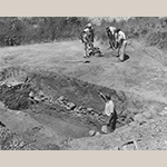 Fig. 12: Bradford Rauschenberg (in trench) and colleagues during the Bethabara excavations, 1964–1966. Old Salem Museums & Gardens.