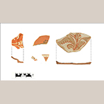 Fig. 23: Examples of decorative, trailed slipware plates and dishes recovered from Feature 13.