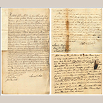 Fig. 31: Bill of sale for Peter Oliver (left), his sworn and signed affidavit (upper right), and Judge Frederick Kuhn’s order freeing him (lower right). Documents courtesy of LancasterHistory, Lancaster, PA.