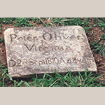 Fig. 34: Peter Oliver’s gravemarker, God’s Acre (Moravian cemetery), Salem, NC. Photography by Wes Stewart.