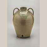 Fig. 15: Water cooler, Thomas Mitchel Chandler Jr., 1850–1852, Greenwood Co., SC. Alkaline-glazed stoneware with slip decoration; HOA: 20", DIA: 14". MESDA, Loan courtesy of C. Philip and Corbett Toussaint, Acc. 5820.2