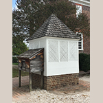 Fig. 8: 1754 George Wythe House enclosed well and portable milk house, Colonial Williamsburg, Williamsburg, VA. Photograph by the author.