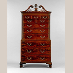 Fig. 8: Double chest of drawers, 1765-1780, Charleston, SC. Mahogany with cypress and tulip poplar; HOA: 89-5/8”, WOA: 44-1/2”, DOA: 24-3/8”. Colonial Williamsburg Foundation Acc. 1974-166, Museum Purchase.