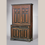 Fig. 21: Cupboard attributed to Jacob Sanders, 1770-1810, Montgomery Co., NC. Yellow pine and poplar; HOA: 84-1/4”, WOA: 50-1/4”, DOA: 21-3/8”. MESDA Acc. 2073.22, Bequest of Miss Katherine Hanes.