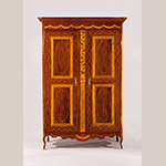 Fig. 24: Armoire, 1800-1820, New Orleans, LA. Mahogany with tulip poplar, yellow pine, satinwood, holly, and maple; HOA: 91”, WOA: 61”, DOA: 23-1/8”. Colonial Williamsburg Foundation Acc. 2009-67; Museum Purchase, Sara and Fred Hoyt Furniture Fund.