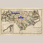 Fig. 2: "Map of North Carolina from the Latest Surveys" by Samuel Lewis (1753/4–1822) and Mathew Carey (1760–1839), published in "Carey’s General Atlas," 1818, Philadelphia, PA. Ink on paper; WOA:18-1/2", HOA: 11”. Collection of the State Archives of North Carolina, Department of Cultural Resources, call number MC.150.1818l;MARS Id: 3.3.285.