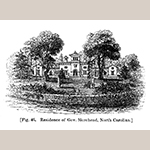 Fig. 8: “Residence of Gov. Morehead, North-Carolina” drawn by Alexander Jackson Davis (1803–1892), woodcut engraving by Alexander Anderson. Ink on paper; HOA: 3-1/4”; HOA: 2”. Published in A.J. Downing, “A Treatise on the Theory and Practice of Landscape Gardening” (New York and London: Wiley & Putnam, 1844).