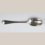 Fig. 1 Silver teaspoon by unknown maker; probably London, England; mid-eighteenth century. Courtesy of Monticello Archaeology Department, photograph by Emma Kim. The silver teaspoon recovered from Shadwell plantation is in remarkably fine condition after more than 200 years underground.