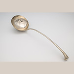 Fig. 3 Silver ladle marked by James Tookey (fl. 1750—1767); London, England; 1766/67. LOA 13 1/8”; Bowl DIA 3 ¾”. Courtesy of the Thomas Jefferson Foundation at Monticello, photograph by Ian Atkins, acc. 1978-31. The ladle is the only piece of surviving Skelton silver in the Onslow pattern.
