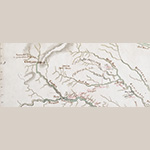 Fig. 25 Detail of map illustrated in Figure 20 showing Elk Hill. The red lines reveal the path that Cornwallis and the bulk of the British troops took after separating from Tarleton and Simcoe. The map shows their destination, noted as “Govr. Jefferyson” – Jefferson’s plantation Elk Hill, which Cornwallis occupied for nearly a week, according to the map.