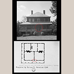 Fig. 12: Lawson’s Pond floor plan and exterior showing the twin front doors common in Berkeley County plantation houses in the early nineteenth century. Thomas T. Waterman HABS Survey, 1939, Library of Congress.