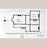 Fig. 13: Floor plan of White Hall showing later additions as well as the original house. Drawn by Thomas T. Waterman, HABS Survey, 1939. Library of Congress (with annotations by the author).