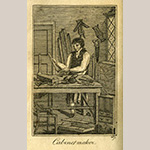 Fig 1: Woodcut of cabinetmaker in Abel Dickinson, The Book of Trades, or, Library of the Useful Arts. Part III. (Whitehall, PA: Published by Jacob Johnson, and for sale at his book-stores in Philadelphia, and in Richmond, Virginia).