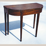 Fig. 2: Card table signed by Willis Cowling, ca. 1810, Richmond, VA. Mahogany and mahogany veneer with yellow pine and white oak; HOA: 29-1/2”, WOA: 36-1/8”, DOA: 17-3/4”. Private collection.