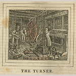 Fig. 5: Engraving of a turner working in his shop from "The Panorama of Professions and Trades: Or, Every Man’s Book" by Edward Hazen (Philadelphia, 1837).