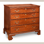 Fig. 6: Chest of Drawers signed by Arthur Mann; probably Richmond, VA; 1780-1810. Walnut and yellow pine; HOA 38-½"; WOA 39-½"; DOA 20-½". Private collection, MESDA Object Database file D-33268.