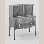 Fig. 10: Secretary and Bookcase signed by James McAlester; Goochland or Louisa County, VA; 1800-1818. Cherry, yellow pine, and tulip polar; HOA 49-¼"; WOA 40-¼"; DOA 18-½". The Colonial Williamsburg Foundation. Museum Purchase, Acc. 1993-432.