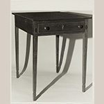 Fig. 12: Table attributed to James McAlester; Goochland or Louisa County, VA; circa 1805. Walnut, mahogany, and yellow pine; HOA 27-¾"; WOA 21”; DOA 26-3/8”. Private collection, MESDA Object Database file S-7088.