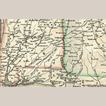 Fig. 4 Detail from a map of Georgia and Alabama showing the city of Montgomery along the Alabama River (emptying into the Gulf at Mobile) and the Federal Road leading into Georgia. "Georgia and Alabama" by J. Knight (engraver), H. S. Tanner (author); published in "A New Pocket Atlas of the United States With The Roads and Distances, Designed For the Use of Travelers" (Philadelphia, PA: Published by the Author 1828). HOA: 13 cm; WOA: 16 cm. Courtesy of the David Rumsey Map Collection, David Rumsey Map Center, Stanford Libraries.