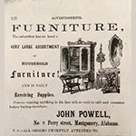 Fig. 7 John Powell’s Advertisement in the "Montgomery Directory 1859-60," Montgomery, AL, 1860.