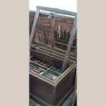 Fig. 26 Interior of tool chest, containing chisels and a veneer web saw. Photo courtesy of the author.