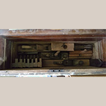 Fig. 27 View into the open lower well of tool chest, containing nineteenth-century wooden hand planes. Photo courtesy of the author.