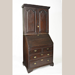 Fig. 6: Desk and bookcase by Joel Baily, 1732 and 1747, Chester Co., PA. Signed and dated “JB 1732” and “Joel Baily 1747.” Walnut with tulip poplar; HOA: 84-1/4”, WOA: 36-1/4", DOA: 20-5/8”. Collection of the Chester County Historical Society, West Chester, PA, Acc. 1996.41.1AB; Gift of Penelope H. Batcheler; Photography by Laszlo Bodo.