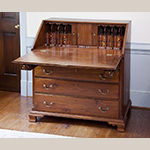 Fig. 13: Desk possibly by Thomas Pierce, 1785–1795, Guilford Co., NC. Walnut with tulip poplar; HOA: 43-1/2”, WOA: 42-1/2”, DOA: 22-1/2”. Private Collection; MESDA Object Database file D-31643.