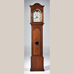Fig. 19: Tall case clock with case attributed to David Osborne, 1794–1796, Guilford Co., NC. Walnut with yellow pine; HOA: 94”, WOA: 20-1/2”, DOA: 10-1/2”. Private Collection; Photography courtesy Christopher H. Jones Antiques, Alexandria, VA.