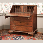 Fig. 26: Desk by Henry Macy, 1800–1810, Guilford Co., NC. Walnut with tulip poplar; HOA: 47-3/8”, WOA: 42-7/16”, DOA: 22-7/8”.  Private Collection; MESDA Object Database file D-31644.