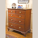 Fig. 27: Chest of drawers by Henry Macy, 1800–1810, Guilford Co., NC. Walnut with tulip poplar; HOA: 44-1/2”, WOA: 40-5/8”, DOA: 21-1/4”. Private Collection; MESDA Object Database file D-31849.