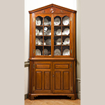 Fig. 28: Corner Cupboard by Henry Macy, ca. 1799, Guilford Co., NC. Walnut with tulip poplar; HOA: 97-3/4”, WOA: 43”, DOA: 27”. Private Collection; MESDA Object Database file D-31443.