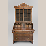 Fig. 30: Desk and bookcase by Samuel Brazelton, Shop of Henry Macy and Frederick Fentress, 1812, Guilford Co., NC. Signed in “SB 1812.” Walnut with tulip poplar; HOA: 89-1/2”, WOA: 44-1/2”, DOA: 21". Private Collection; MESDA Object Database file D-33229.