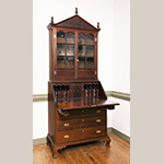 Fig. 36: Desk and bookcase by the Shop of Henry Macy and Frederick Fentress, 1810–1815, Guilford Co., NC. Walnut with tulip poplar and yellow pine; HOA: 103-1/8”, WOA: 40-1/4”, DOA: 21”. Private Collection; MESDA Object Database file D-31442.