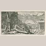 Fig. 4 Frontispiece engraved by John Pine from "Reasons for Establishing the Colony of Georgia" (London: Printed for W. Meadows, at the Angel in Cornhill, 1733). HOA 9 1/8”; WOA 7 1/6”. MESDA Collection Acc. 5860.23, Promised Gift of Thomas A. Gray in honor of Dale L. Couch, TAG 115; 12693. The image is thought to be an imagined view of the future colony of Georgia.