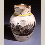 Fig. 6: “Shell Castle Island” pitcher, 1805-1810, Liverpool, England. Pearlware; HOA: 32.9 cm; WOA: 32.7 cm; DIA: 26.2 cm. North Carolina Museum of History, acc. H.1933.12.51. Online: http://collections.ncdcr.gov/dcr/ProficioScript.aspx?IDCFile=DETAILS.IDC,TITLE=NEW%20SEARCH,URL=search.html,SPECIFIC=51696,DATABASE=WebTagSet635375777359179608, (accessed 27 May 2014).