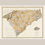 Fig. 23: "Map of North & South Carolina," Henry S. Tanner (publisher), 1823, Philadelphia, PA. Ink on paper; HOA: 56 cm, WOA: 75 cm. North Carolina Collection, University of North Carolina at Chapel Hill, Cm912 1823t c.2. Online: http://dc.lib.unc.edu/cdm/singleitem/collection/ncmaps/id/380/rec/3 (accessed 27 May 2014).