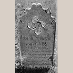 Fig. 7: Gravestone of Josiah Spurgin signed by Joseph Clodfelter, ca. 1820 (backdated), Abbotts Creek Primitive Baptist Church Graveyard, Wallburg, Davidson Co., NC. MESDA Object Database file G-73. Photograph by Tim Buchman.