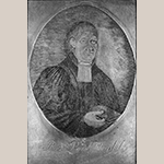 Fig. 28: Portrait of Paul Henkel on an engraved plate for the Henkel Press, unknown artist, ca. 1810, New Market, Shenandoah Co., VA. Copper; HOA: 4-3/4”, WOA: 3-1/4”. MESDA Collection, Acc. 5550.4a.