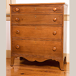 Fig. 66: Chest of drawers by John Swisegood, ca. 1830, Davidson Co., NC. Walnut with yellow pine and light- and dark-wood inlay; HOA: 42-1/2", WOA: 37", DOA: 18-1/2". Private collection. MESDA Object Database file D-32502.