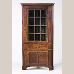 Fig. 95: Corner cupboard by Jonathan Long, ca. 1830, Davidson Co., NC. Walnut with tulip poplar; HOA: 87-1/2", WOA: 36-5/8", DOA: NR. Private collection. MESDA Object Database file D-30523.