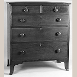 Fig. 104: Chest of drawers by Jonathan Long, ca. 1835, Davidson Co., NC. Walnut with yellow pine and light-wood inlay; HOA: 41-1/8", WOA: 36-3/8", DOA: 18". Private collection. MESDA Object Database file S-11831.
