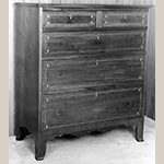 Fig. 112: Chest of drawers by Jesse Clodfelter, 1829, Davidson Co., NC. Walnut with yellow pine, tulip poplar, and light- and dark-wood inlay; HOA: 44-3/8", WOA: 36-13/16", DOA: 18-1/4". Private collection. MESDA Object Database file S-11545.