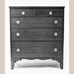 Fig. 115: Chest of drawers by Jesse Clodfelter, 1842, Davidson Co., NC. Walnut with tulip poplar and yellow pine; HOA: 44-1/4", WOA: 37", DOA: 18-3/8". Private collection. MESDA Object Database file S-2900.